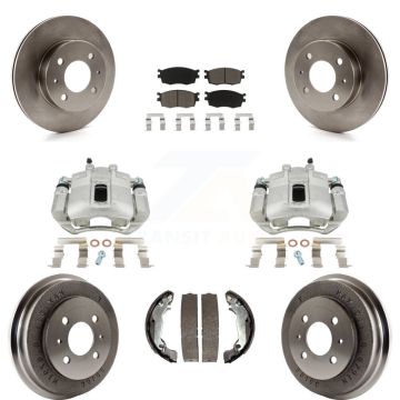 Front Rear Brake Caliper Rotor Drum Ceramic Pad Kit (8Pc) For Hyundai Accent To 09 30 05 KC8-100788C