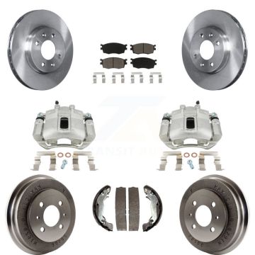 Front Rear Brake Caliper Rotor Drum Ceramic Pad Kit (8Pc) For Hyundai Accent To 09 30 05 KC8-100789C