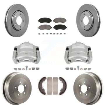 Front Rear Brake Caliper Rotor Drum Ceramic Pad Kit (8Pc) For Dodge Caravan Grand Town & KC8-100790C