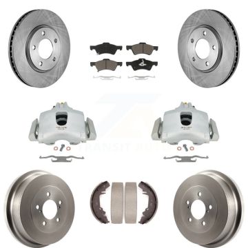 Front Rear Brake Caliper Rotor Drum Ceramic Pad Kit (8Pc) For Dodge Caravan Grand Town & KC8-100791C