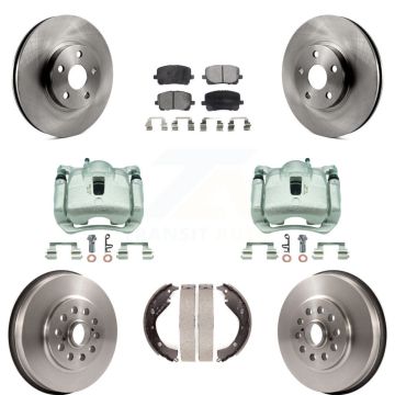 Front Rear Brake Caliper Rotors Drum Semi-Metallic Pads Kit (8Pc) For Toyota Matrix Vibe KC8-100791P
