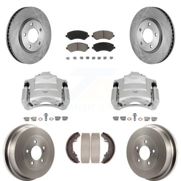 Front Rear Disc Brake Caliper Rotors Drum Ceramic Pads Kit (8Pc) For Dodge Grand Caravan KC8-100793C
