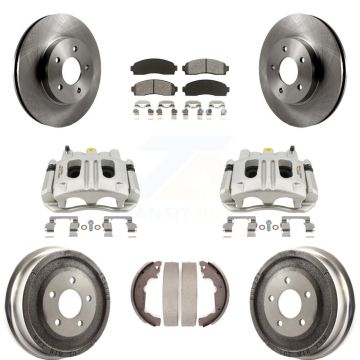 Front Rear Brake Caliper Rotors Drums Semi-Metallic Pads Kit (8Pc) For Chevrolet Equinox KC8-100793S