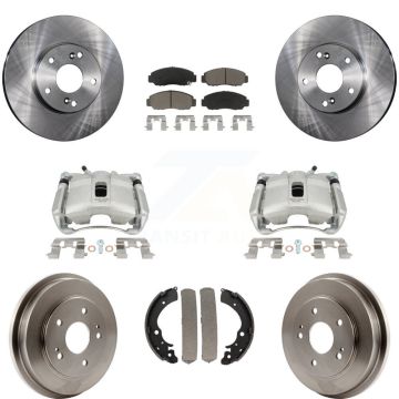 Front Rear Brake Caliper Rotors Drum Ceramic Pads Kit (8Pc) For Honda Civic GX with 1.8L KC8-100794C
