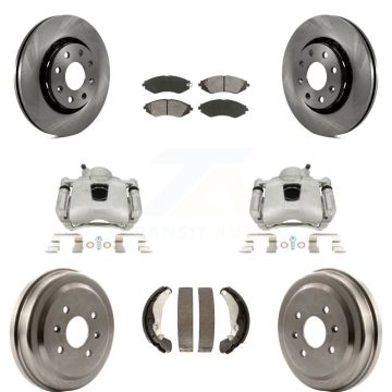 Front Rear Brake Caliper Rotor Drum Semi-Metallic Pad Kit (8Pc) For Chevrolet Aveo Aveo5 KC8-100794S