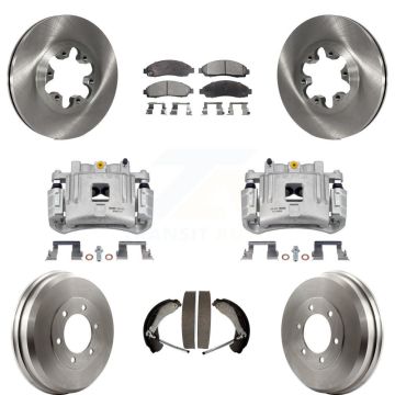 Front Rear Brake Caliper Rotors Drums Ceramic Pads Kit (8Pc) For Chevrolet Colorado GMC KC8-100794T