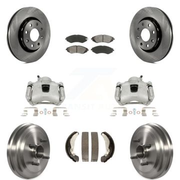 Front Rear Brake Caliper Rotor Drum Semi-Metallic Pad Kit (8Pc) For Chevrolet Aveo Aveo5 KC8-100795S