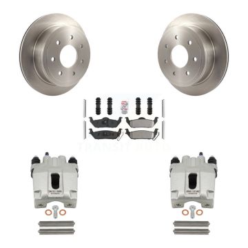 Rear Disc Brake Caliper Rotors And Semi-Metallic Pads Kit For Ford F-150 Lincoln Mark LT KC8-100796N