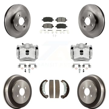 Front Rear Brake Caliper Rotor Drum Semi-Metallic Pad Kit (8Pc) For Saturn Ion Chevrolet KC8-100796S