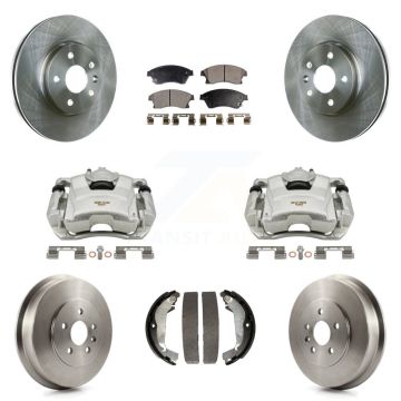 Front Rear Brake Caliper Rotors Drums Ceramic Pads Kit (8Pc) For Chevrolet Cruze Limited KC8-100800T