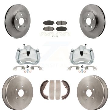 Front Rear Brake Caliper Rotors Drum Semi-Metallic Pad Kit (8Pc) For 04-10 Toyota Sienna KC8-100801S