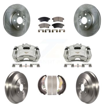 Front Rear Disc Brake Caliper Rotors Drums Ceramic Pads Kit (8Pc) For Chevrolet Sonic KC8-100801T