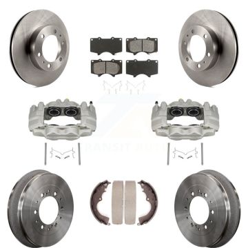 Front Rear Disc Brake Caliper Rotors Drum Semi-Metallic Pads Kit (8Pc) For Toyota Tacoma KC8-100802S
