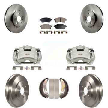 Front Rear Brake Caliper Rotors Drum Ceramic Pads Kit (8Pc) For 13-14 Chevrolet Sonic RS KC8-100802T
