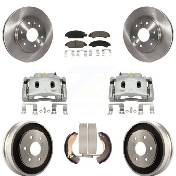 Front Rear Brake Caliper Rotors Drums Ceramic Pads Kit (8Pc) For Chevrolet GMC Silverado KC8-100803C