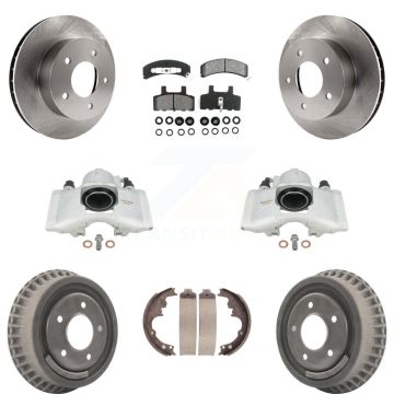 Front Rear Brake Caliper Rotors Drum Semi-Metallic Pad Kit (8Pc) For Chevrolet Astro GMC KC8-100804S