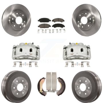 Front Rear Brake Caliper Rotors Drum Ceramic Pads Kit (8Pc) For Chevrolet Silverado 1500 KC8-100807C