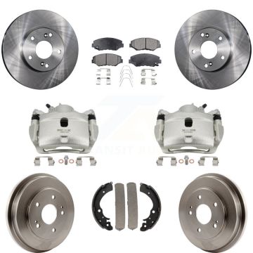 Front Rear Brake Caliper Rotors Drums Semi-Metallic Pads Kit (8Pc) For Honda Fit Accord KC8-100807P