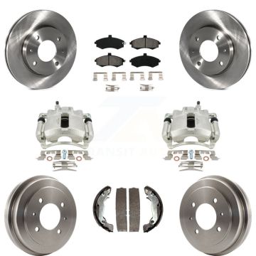 Front Rear Disc Brake Caliper Rotor Drum Semi-Metallic Pad Kit (8Pc) For Hyundai Elantra KC8-100807S