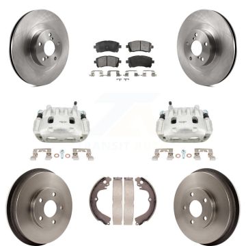 Front Rear Brake Caliper Rotor Drum Ceramic Pad Kit (8Pc) For 03 Subaru Impreza To 06 02 KC8-100808T