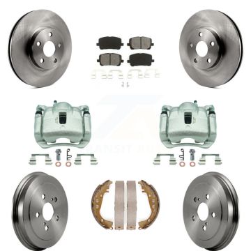 Front Rear Disc Brake Caliper Rotors Drum Semi-Metallic Pad Kit (8Pc) For Toyota Corolla KC8-100811S