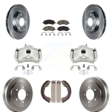 Front Rear Brake Caliper Rotor Drum Ceramic Pad Kit (8Pc) For Jeep Patriot Compass Dodge KC8-100812C