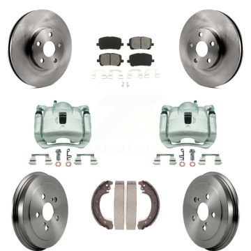 Front Rear Disc Brake Caliper Rotors Drum Semi-Metallic Pad Kit (8Pc) For Toyota Corolla KC8-100812S