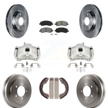 Front Rear Brake Caliper Rotor Drum Semi-Metallic Pad Kit (8Pc) For Jeep Patriot Compass KC8-100813S
