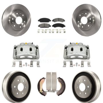 Front Rear Brake Caliper Rotors Drum Semi-Metallic Pads Kit (8Pc) For Chevrolet GMC 1500 KC8-100815S
