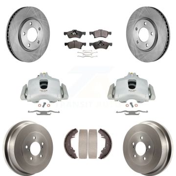 Front Rear Brake Caliper Rotors Drum Semi-Metallic Pad Kit (8Pc) For Dodge Caravan Grand KC8-100816P