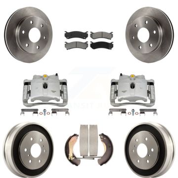 Front Rear Brake Caliper Rotors Drum Semi-Metallic Pads Kit (8Pc) For Chevrolet GMC 1500 KC8-100816S