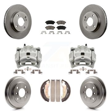 Front Rear Disc Brake Caliper Rotors Drums Ceramic Pads Kit (8Pc) For Ford Fiesta KC8-100817C