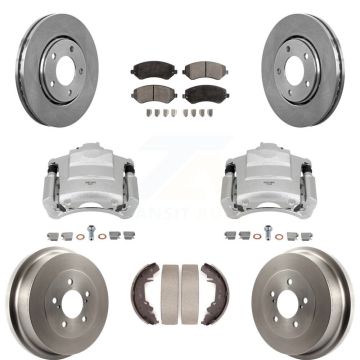 Front Rear Brake Caliper Rotor Drum Ceramic Pad Kit (8Pc) For Dodge Caravan Grand Town & KC8-100817T
