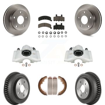 Front Rear Brake Caliper Rotors Drum Ceramic Pads Kit (8Pc) For 94-99 Dodge Ram 1500 4WD KC8-100818C