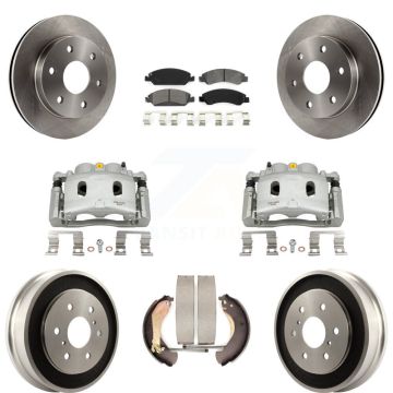 Front Rear Disc Brake Caliper Rotor Drum Semi-Metallic Pad Kit (8Pc) For GMC Sierra 1500 KC8-100818S