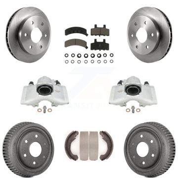 Front Rear Brake Caliper Rotors Drum Ceramic Pad Kit (8Pc) For Chevrolet K1500 GMC Yukon KC8-100820C