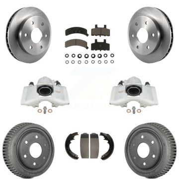 Front Rear Disc Brake Caliper Rotors Drums Ceramic Pads Kit (8Pc) For GMC Yukon KC8-100822C