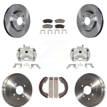 Front Rear Disc Brake Caliper Rotors Drums Ceramic Pads Kit (8Pc) For Nissan Sentra KC8-100823C