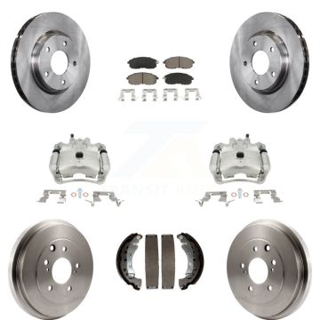 Front Rear Disc Brake Caliper Rotors Drums Ceramic Pads Kit (8Pc) For Nissan Sentra KC8-100824C