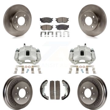 Front Rear Brake Caliper Rotor Drum Ceramic Pad Kit (8Pc) For Hyundai Accent To 09 30 05 KC8-100824T