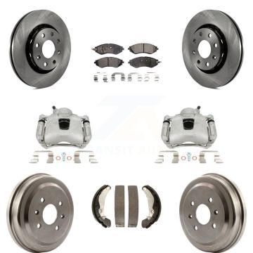 Front Rear Brake Caliper Rotors Drum Ceramic Pad Kit (8Pc) For Chevrolet Aveo Pontiac G3 KC8-100826T