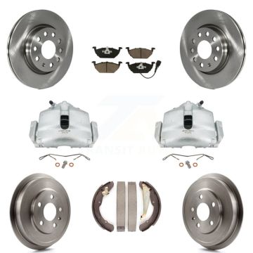 Front Rear Disc Brake Caliper Rotors Drums Ceramic Pads Kit (8Pc) For Volkswagen Jetta KC8-100829C