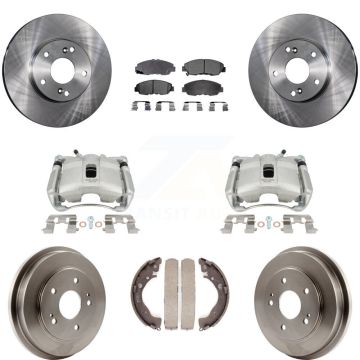 Front Rear Disc Brake Caliper Rotors Drums Semi-Metallic Pads Kit (8Pc) For Honda Civic KC8-100829P