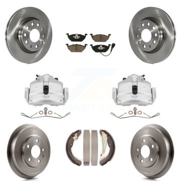 Front Rear Disc Brake Caliper Rotors Drums Ceramic Pads Kit (8Pc) For Volkswagen Jetta KC8-100830C