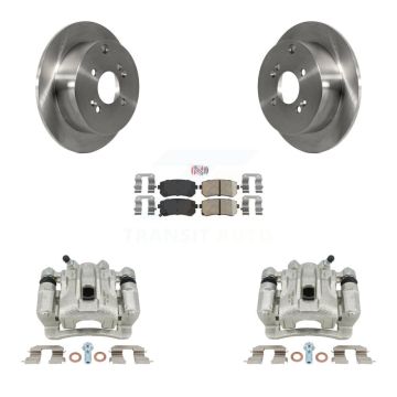 Rear Disc Brake Caliper Rotors Ceramic Pad Kit For 2006-2007 Hyundai Accent Kia Rio5 Rio KC8-100830N