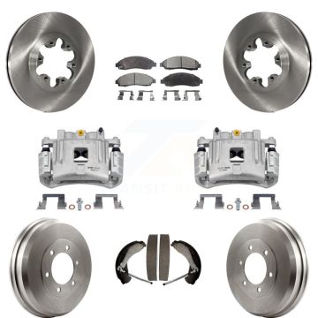 Front Rear Brake Caliper Rotors Drum Semi-Metallic Pads Kit (8Pc) For Chevrolet Colorado KC8-100830P