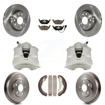 Front Rear Disc Brake Caliper Rotors Drums Ceramic Pads Kit (8Pc) For Volkswagen Jetta KC8-100831C