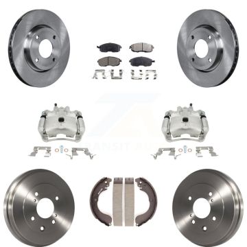 Front Rear Disc Brake Caliper Rotors Drum Semi-Metallic Pads Kit (8Pc) For Nissan Sentra KC8-100831P