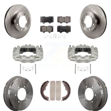Front Rear Disc Brake Caliper Rotors Drums Ceramic Pads Kit (8Pc) For Toyota Tacoma KC8-100834T