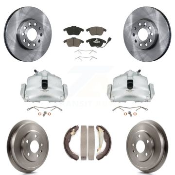 Front Rear Disc Brake Caliper Rotors Drums Ceramic Pads Kit (8Pc) For Volkswagen Jetta KC8-100835C